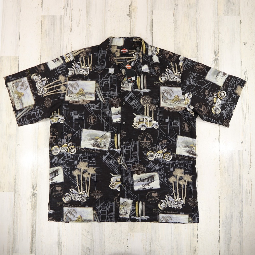 Harley Davidson Tori Richard Shirt Mens 2XL Surf City Huntington Aloha NEW